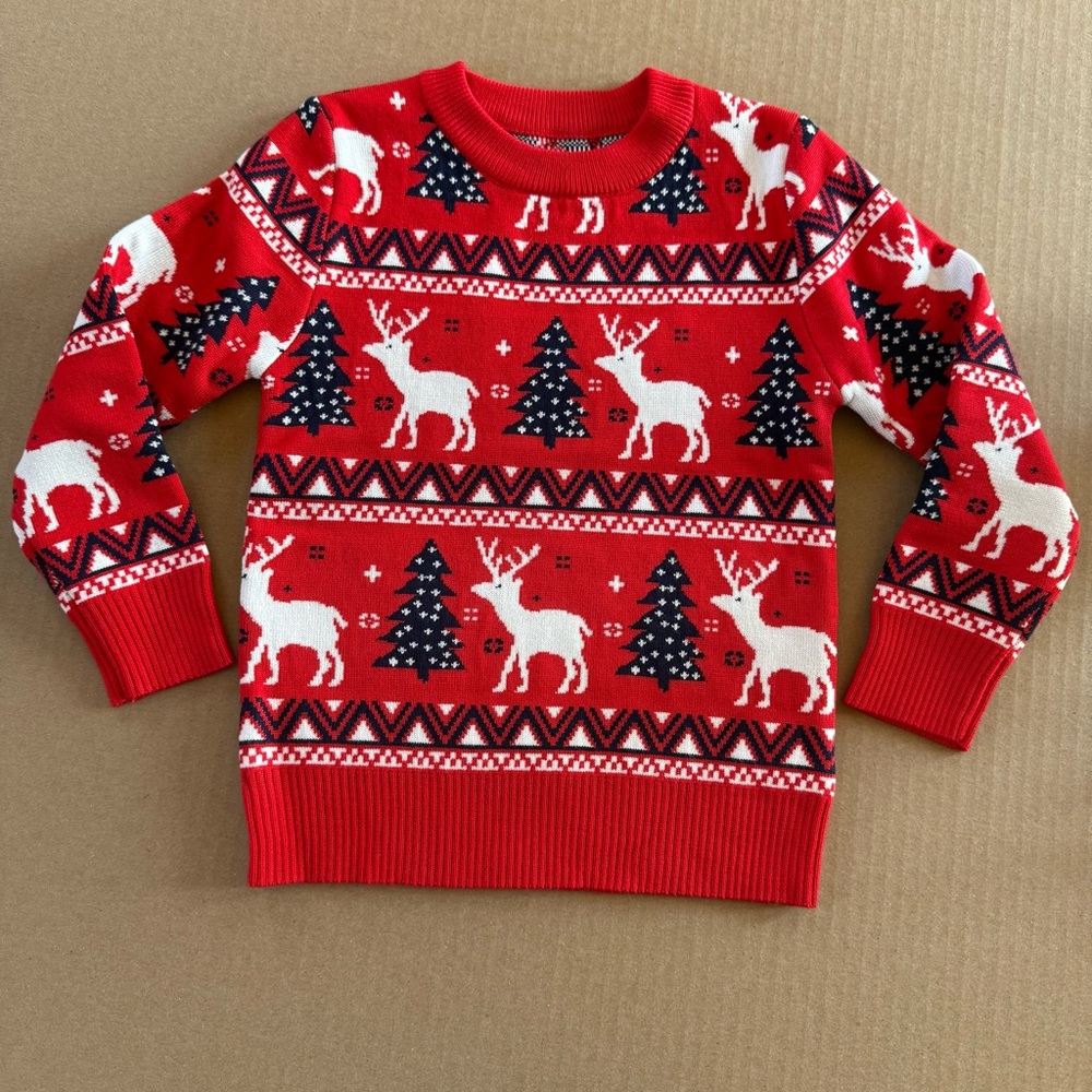 Festive Red Reindeer Sweater Size 2